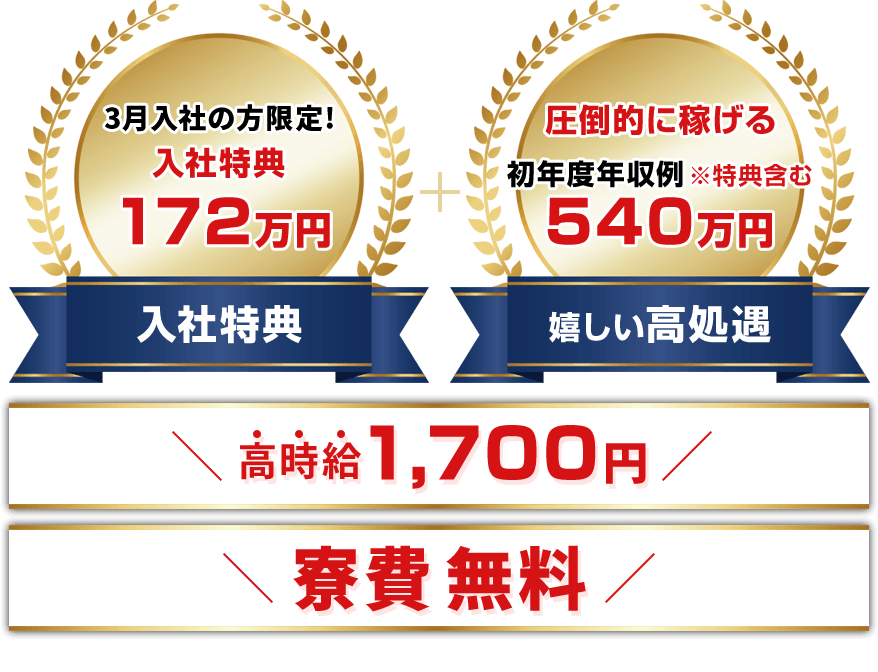 入社特典 嬉しい高処遇